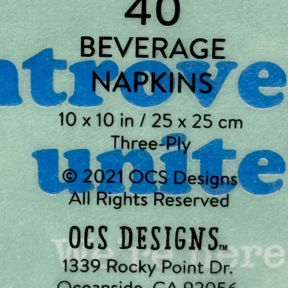 Introverts Unite! Green, Blue and White Party Napkins Set of 40